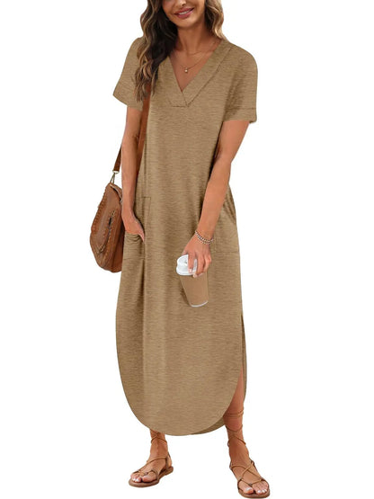CD - Rochie casual din bumbac cu decolteu în V