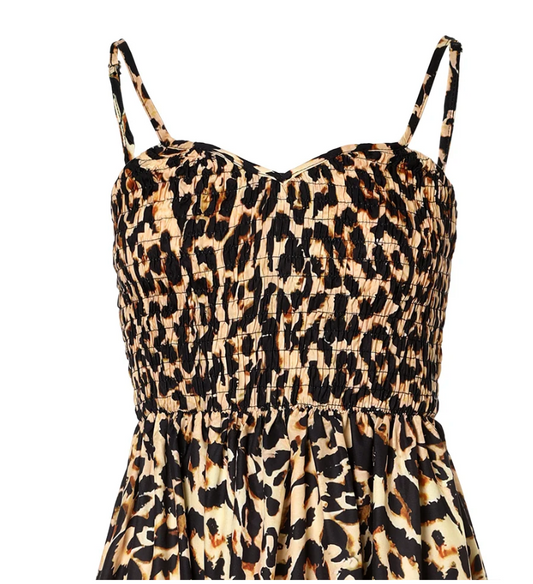 CD | Rochie maxi cu imprimeu leopard și bretele spaghetti