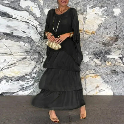 CD | Rochie maxi fluidă în aspect stratificat