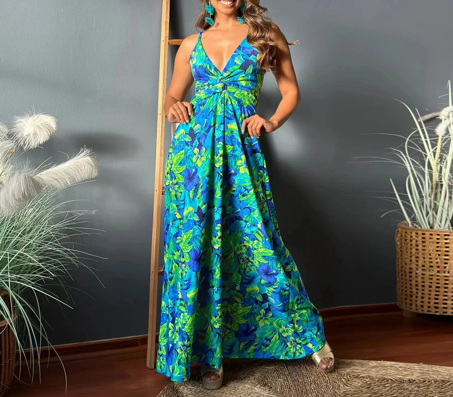 CD - Rochie maxi boho chic fără umeri