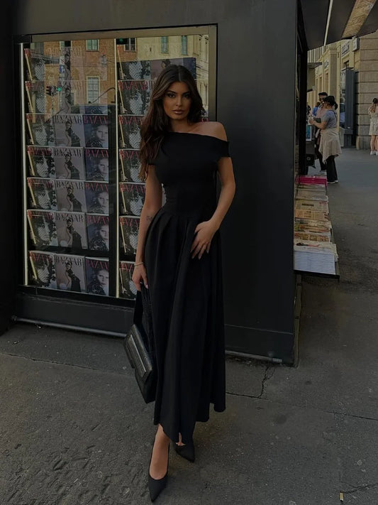 CD - Rochie maxi elegantă, de culoare uni, cu crăpătură