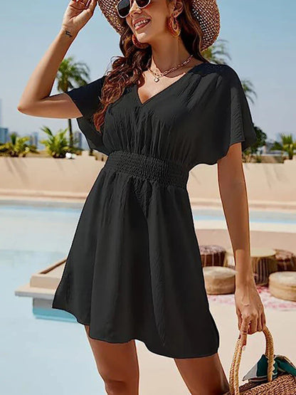 CD | 2024 Solid vrac alb rochie de plajă doamnelor boho mini rochie