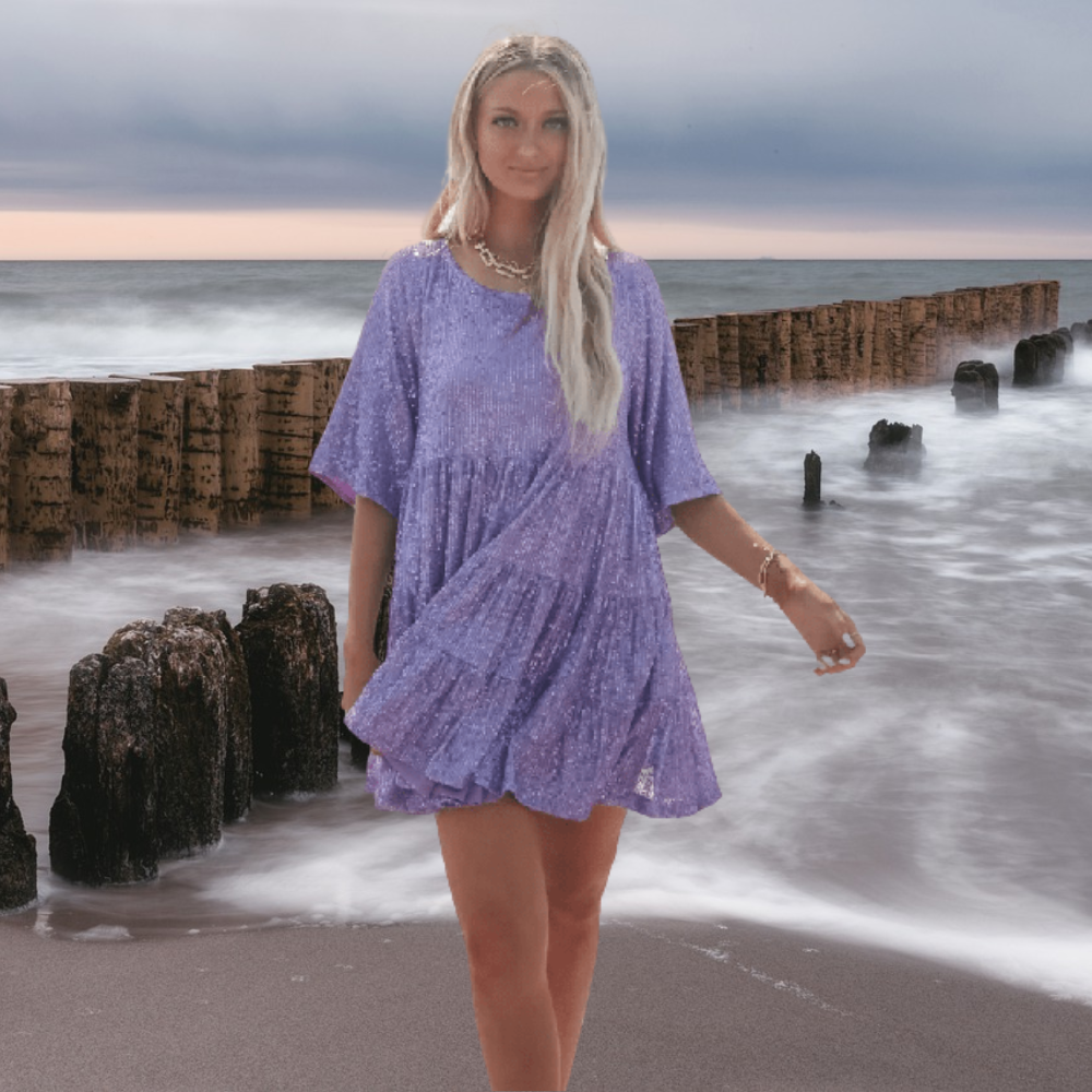 CD : Rochie babydoll casual, strălucitoare, cu o croială lejeră