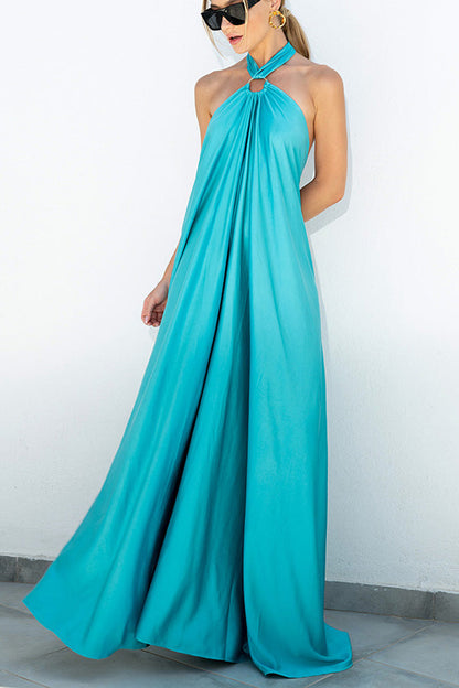 CD | Elegant și fabulos satin halter backless partid / vocație rochie maxi