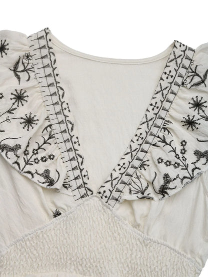 CD | Rochie mini Smocked cu mâneci bufante