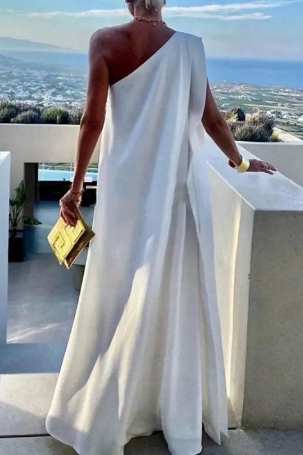 CD | Rochie maxi asimetrică elegantă pentru femei cu un umăr