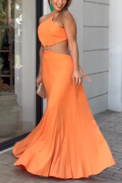 CD | Sexy halterneck backless rochie maxi fără mâneci