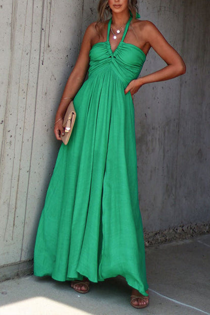 CD | Elmhurst Rochie maxi verde cu bretele plisate