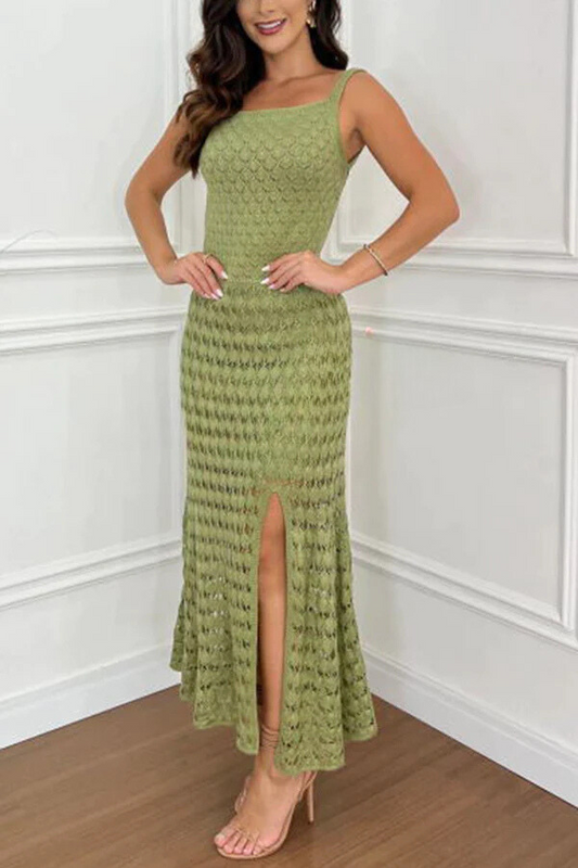CD | Copacabana Beach Structură tricotată Croială fără spate Rochie maxi Stretch