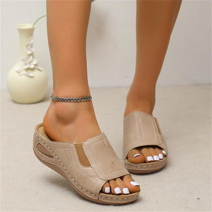 CD | Casual Summer Daily Comfort Slip On Solid Colour Sandale din piele