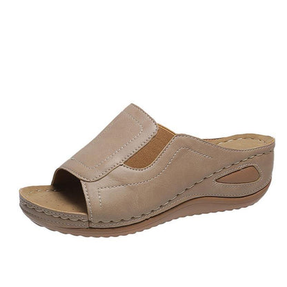 CD | Casual Summer Daily Comfort Slip On Solid Colour Sandale din piele