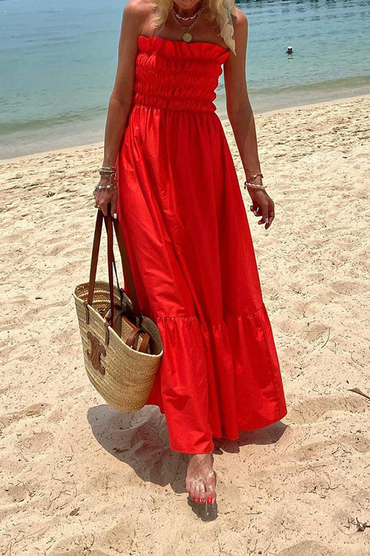 CD | Rochie lungă Passionate Beach Pleated Bandeau Resort