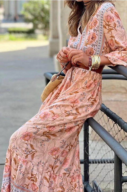 CD | Rochie maxi boemă cu imprimeu floral