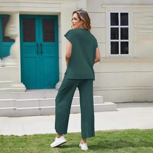 CD | MW - Set elegant din două piese cu pantaloni largi și tricou