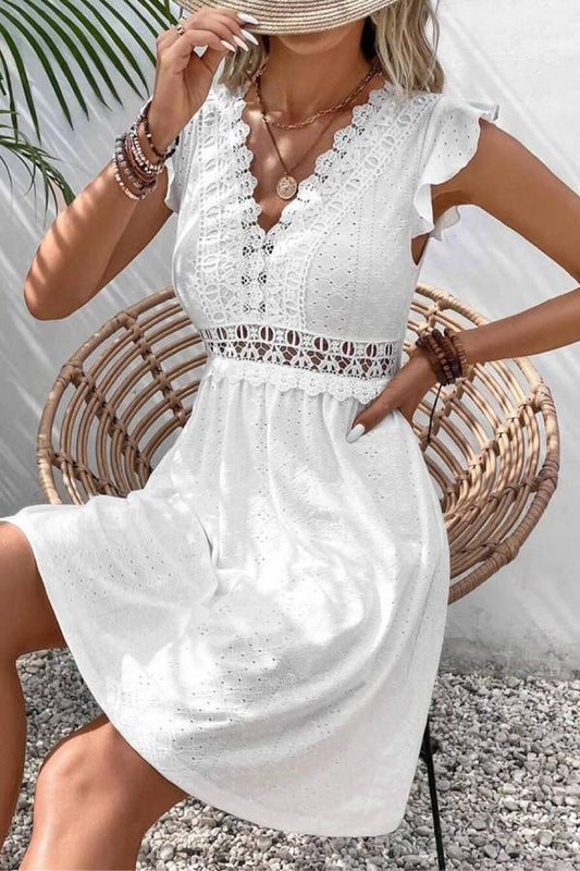 CD | Rochie mini cu decolteu casual din tricot jacquard