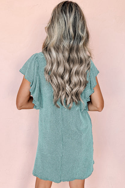 CD | Rochie mini în dungi cu mâneci fluture