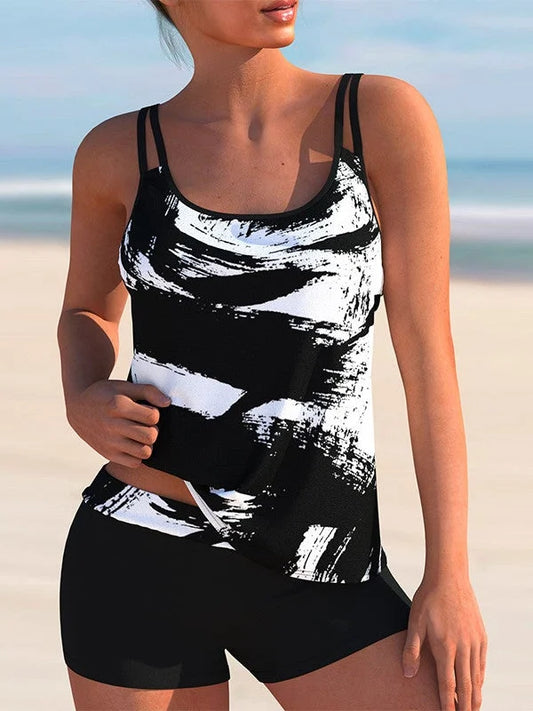 CD Plus Dimensiune costume de baie fără mâneci tankini lumina cu dungi