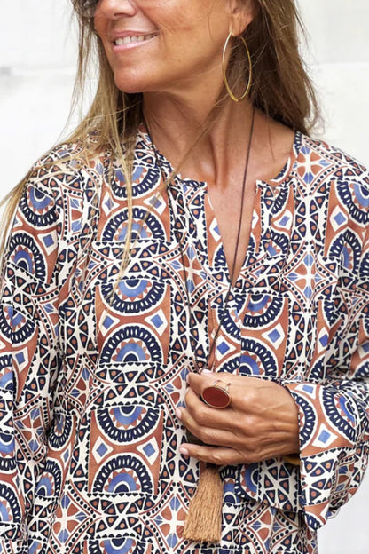 CD | Fantă imprimate vrac V-Neck rochie lungă