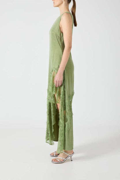 CD | Pretty Soul satin dantelă trim largă decolteu neregulate tiv fantă rochie maxi