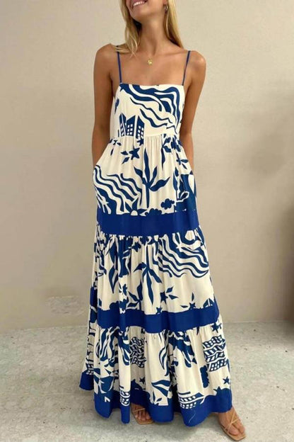 CD | Rochie maxi elegantă cu volane și imprimeu floral
