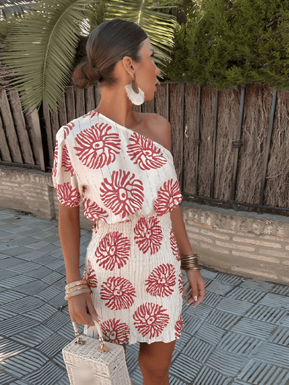 CD | Rochie mini elegantă de vară cu imprimeuri atrăgătoare
