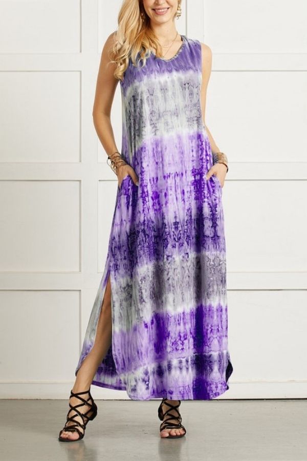 CD | ROCHIE MAXI FĂRĂ MÂNECI CU IMPRIMEU COLORAT