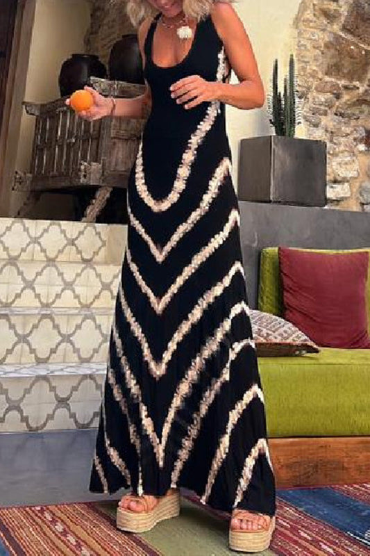 CD | Summer of Fun Rochie maxi extensibilă cu imprimare Tie-dye și dantelă pe spate