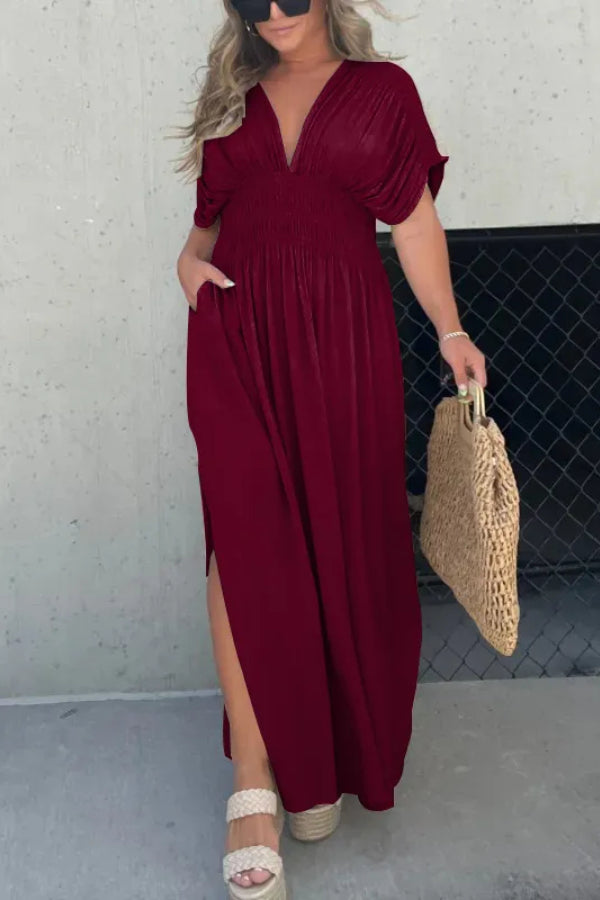 CD | SLIT V-NECK EFFORTLESS MAXI ROCHIE LUNGĂ (CUMPĂRARE 2 TRANSPORT GRATUIT)