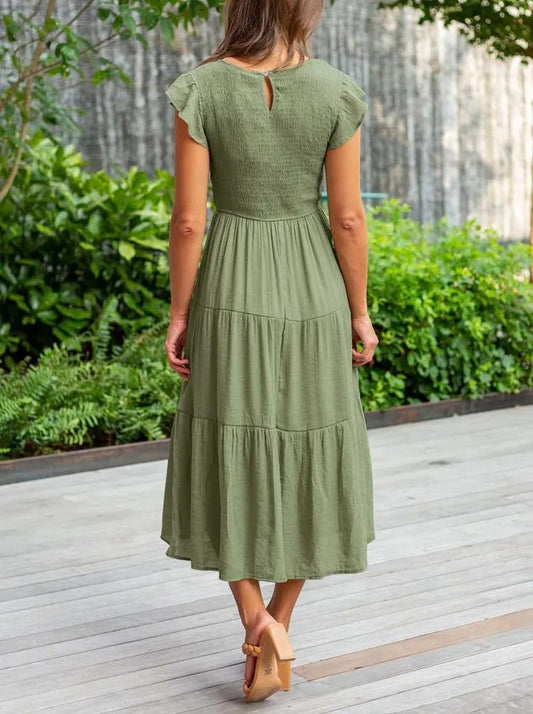 CD | Rochie midi fluidă cu cravată
