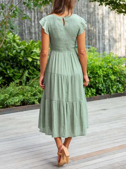 CD | Rochie midi fluidă cu cravată