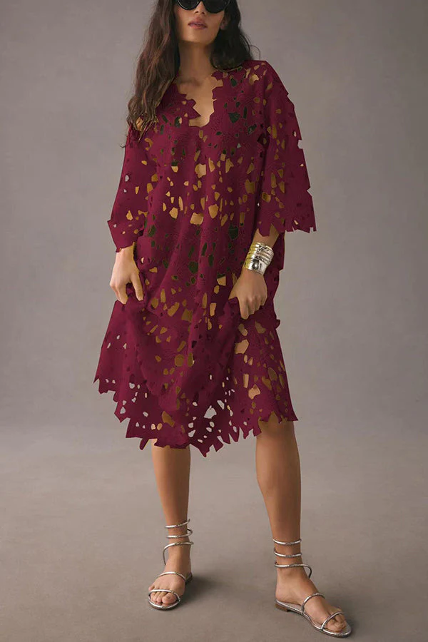 CD | "I Belong Here" Rochie de plajă din dantelă de lungime medie cu broderie florală