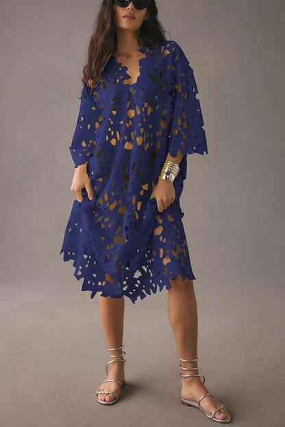 CD | "I Belong Here" Rochie de plajă din dantelă de lungime medie cu broderie florală