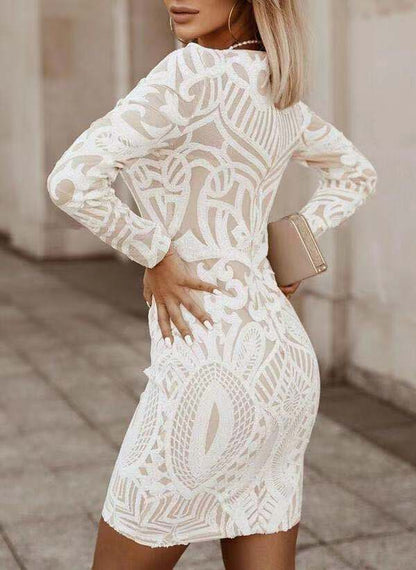 CD | Rochie mini elegantă cu mânecă lungă, pentru femei