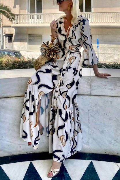 CD | Rochie maxi tie-dye albă și neagră