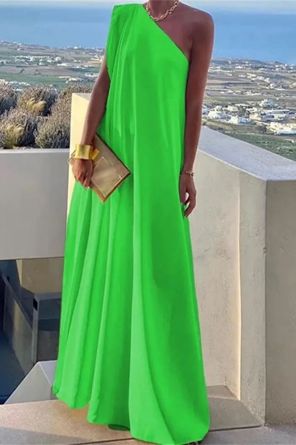 CD | Rochie maxi asimetrică elegantă pentru femei cu un umăr