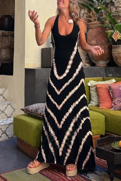 CD | Summer of Fun Rochie maxi extensibilă cu imprimare Tie-dye și dantelă pe spate