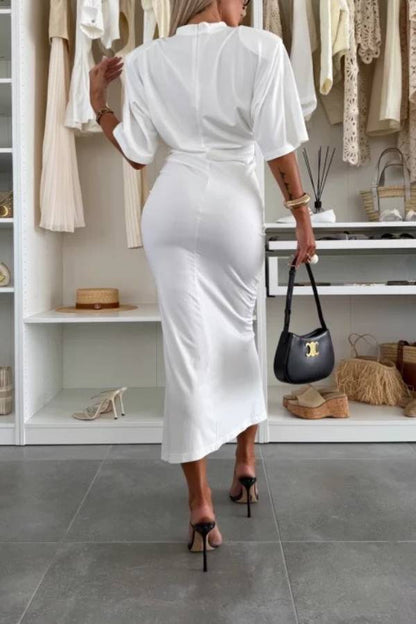 CD | Rochie midi din bumbac cu tăieturi