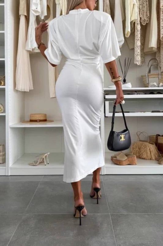 CD | Rochie midi din bumbac cu tăieturi