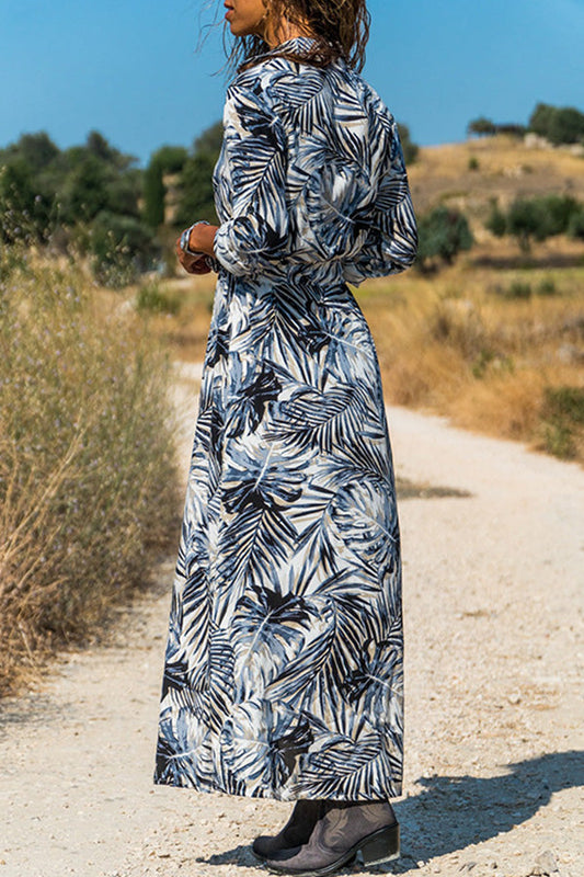 CD | guler cu rever cu imprimeu boho rochie maxi cu o singură ramă