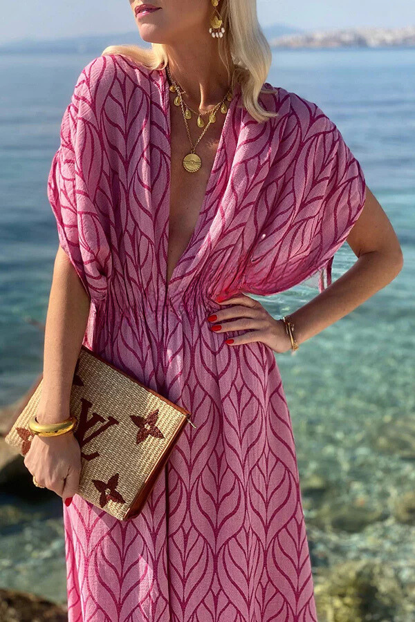 CD | Imprimate cordon design kimono plaja rochie maxi