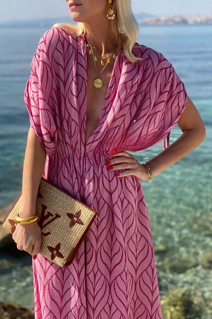 CD | Imprimate cordon design kimono plaja rochie maxi