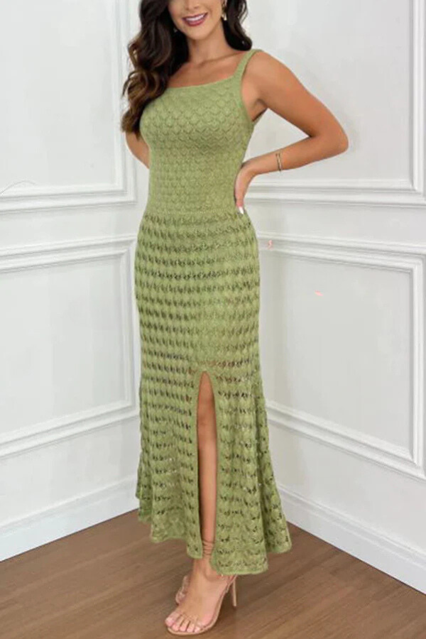 CD | Copacabana Beach Structură tricotată Croială fără spate Rochie maxi Stretch