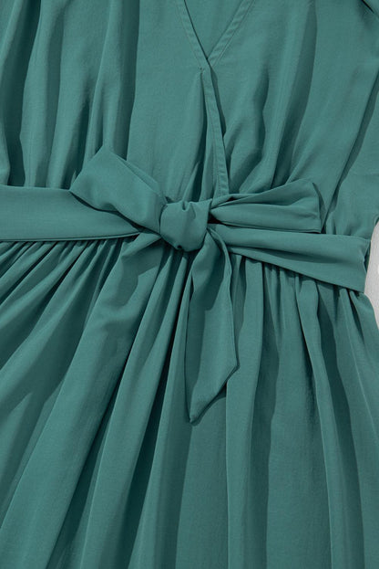 CD | Rochie maxi verde închis cu pliuri pentru femei