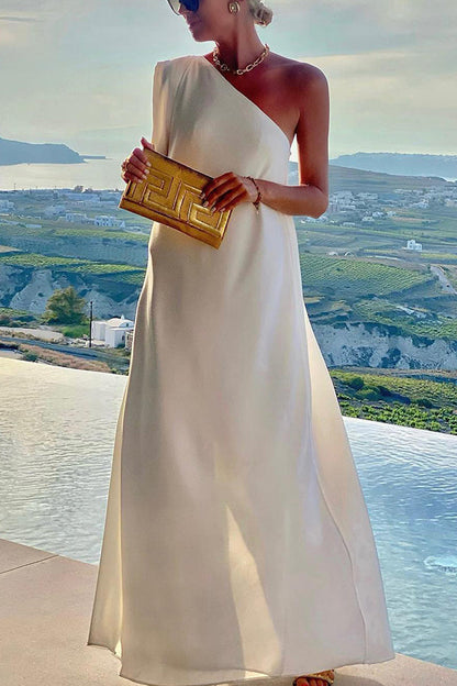 CD | Farmec atemporal un umăr A-line rochie maxi elegant