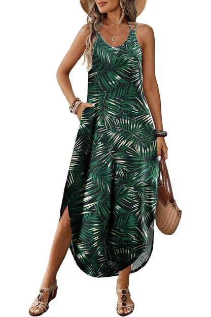 CD | Casual V-neck halter fantă boemă plajă resort rochie maxi