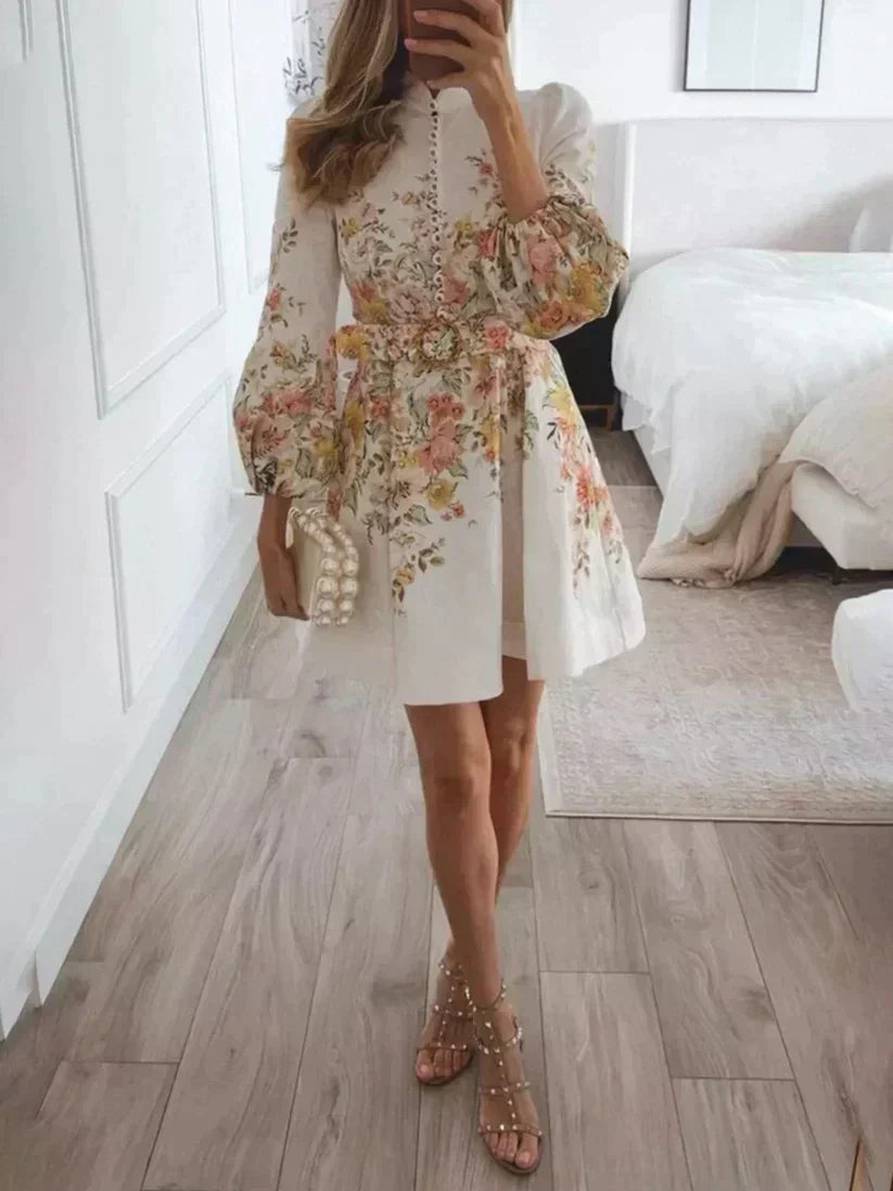 CD | Rochie mini imprimată cu butonieră