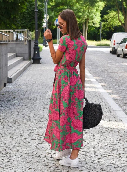 CD | Rochie midi de vară elegantă cu flori colorate