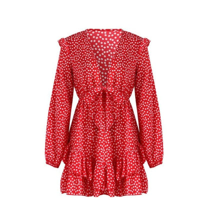 CD | Ladies Dress Boho Floral Ruffle scurt Mini rochie