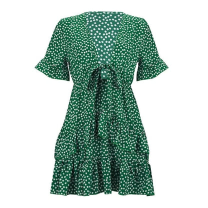 CD | Ladies Dress Boho Floral Ruffle scurt Mini rochie