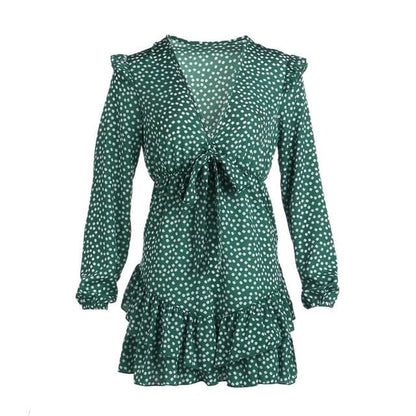 CD | Ladies Dress Boho Floral Ruffle scurt Mini rochie